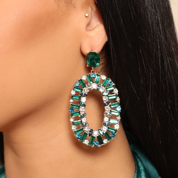 Don't Look Away Drop Earrings - Green/Combo - Picture 1 of 3